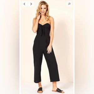 MINKPINK Say It Right Strapless Jumpsuit Black Wide Leg Medium 100% Cotton